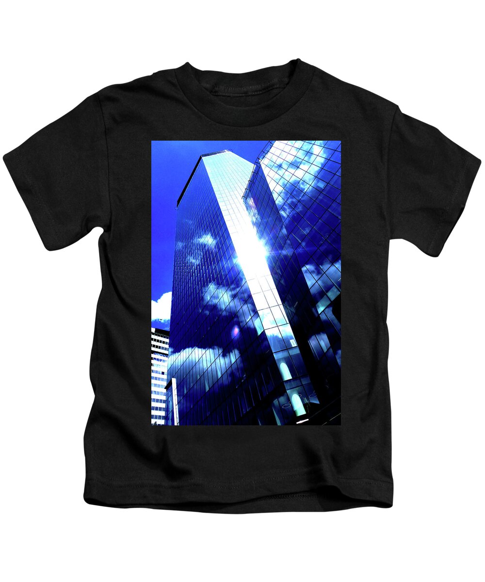 Skyscraper Kids T-Shirt featuring the photograph Skyscrapers In Clouds In Warsaw, Poland by John Siest