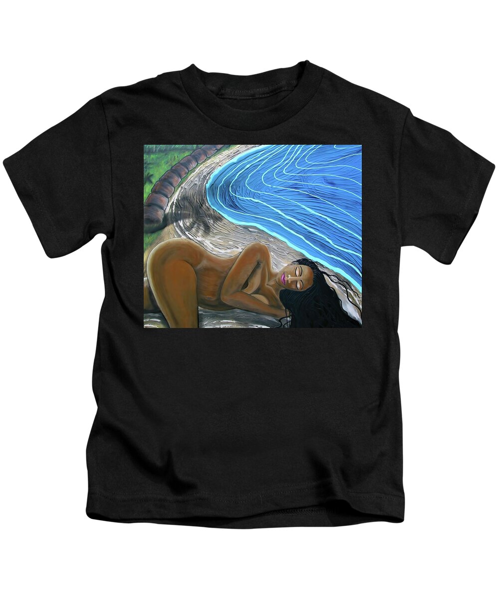 Portrait Kids T-Shirt featuring the painting Sleeping Nude by Joan Stratton
