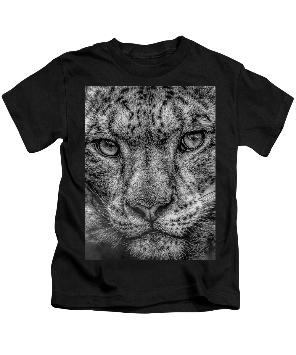 Snow Kids T-Shirt featuring the photograph Snow Leopard in the fog by Chris Boulton