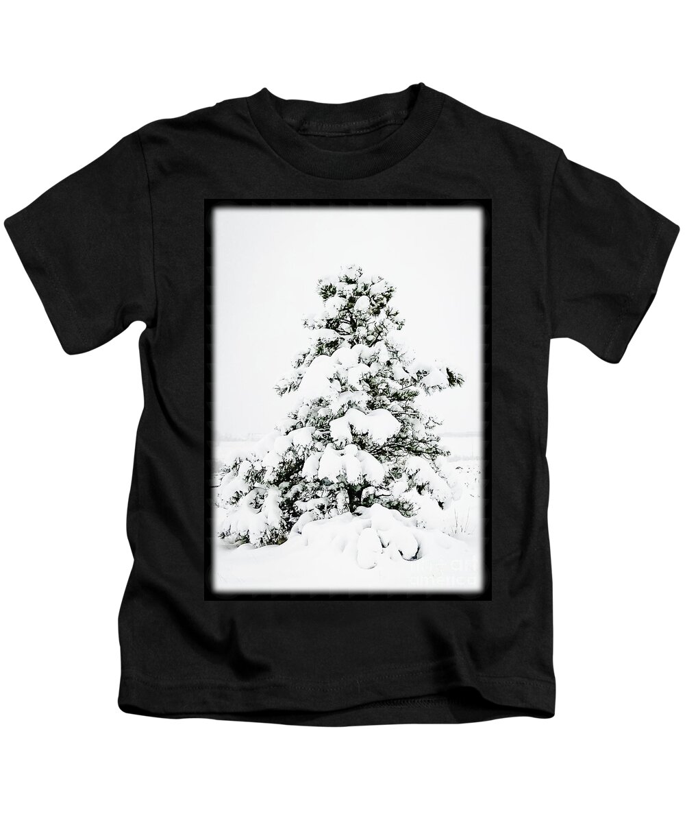Winter Kids T-Shirt featuring the photograph Snowy Pine 1 by David Ragland