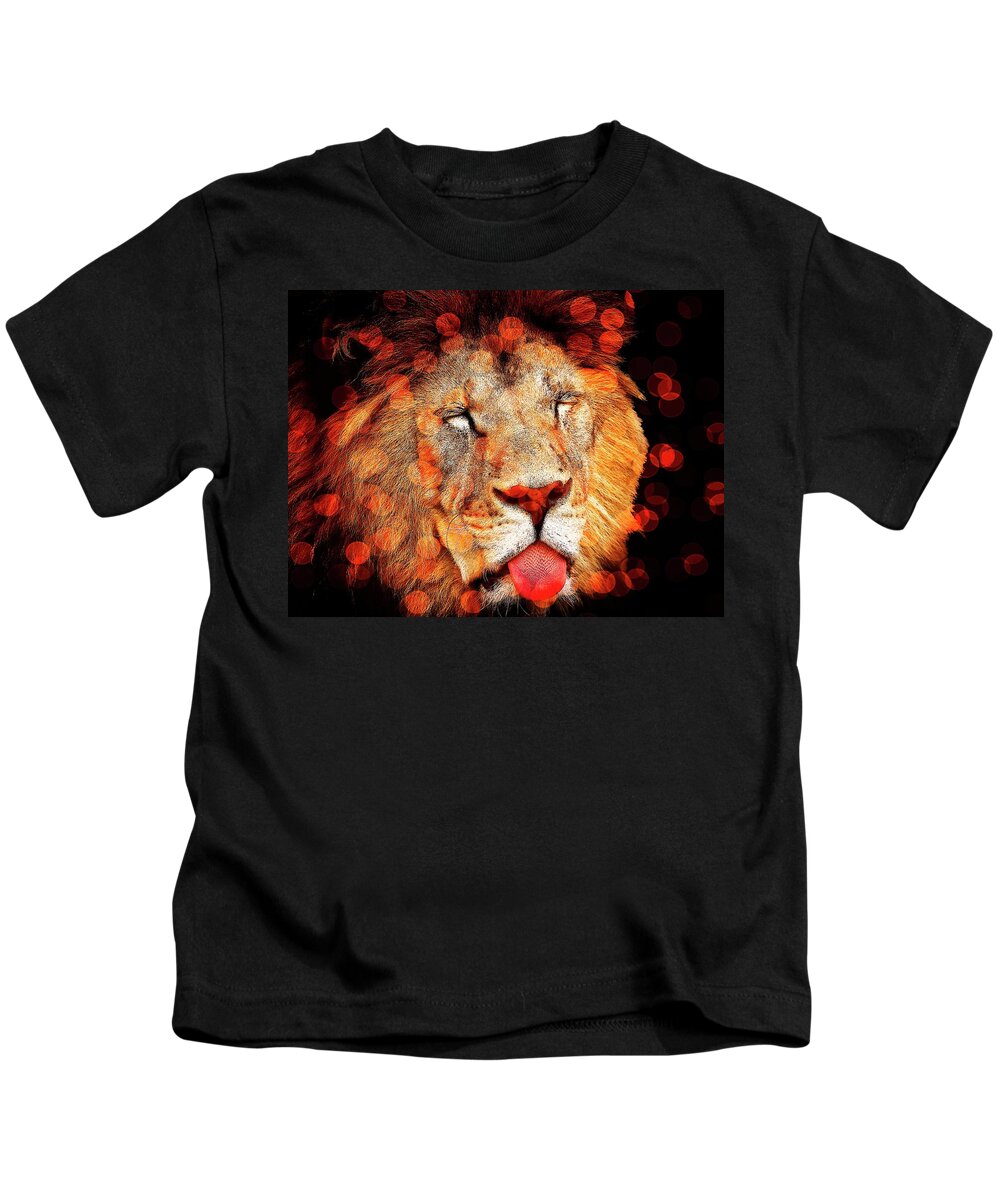 Beautiful Kids T-Shirt featuring the photograph Sparkly Majestic Lion by Michelle Liebenberg