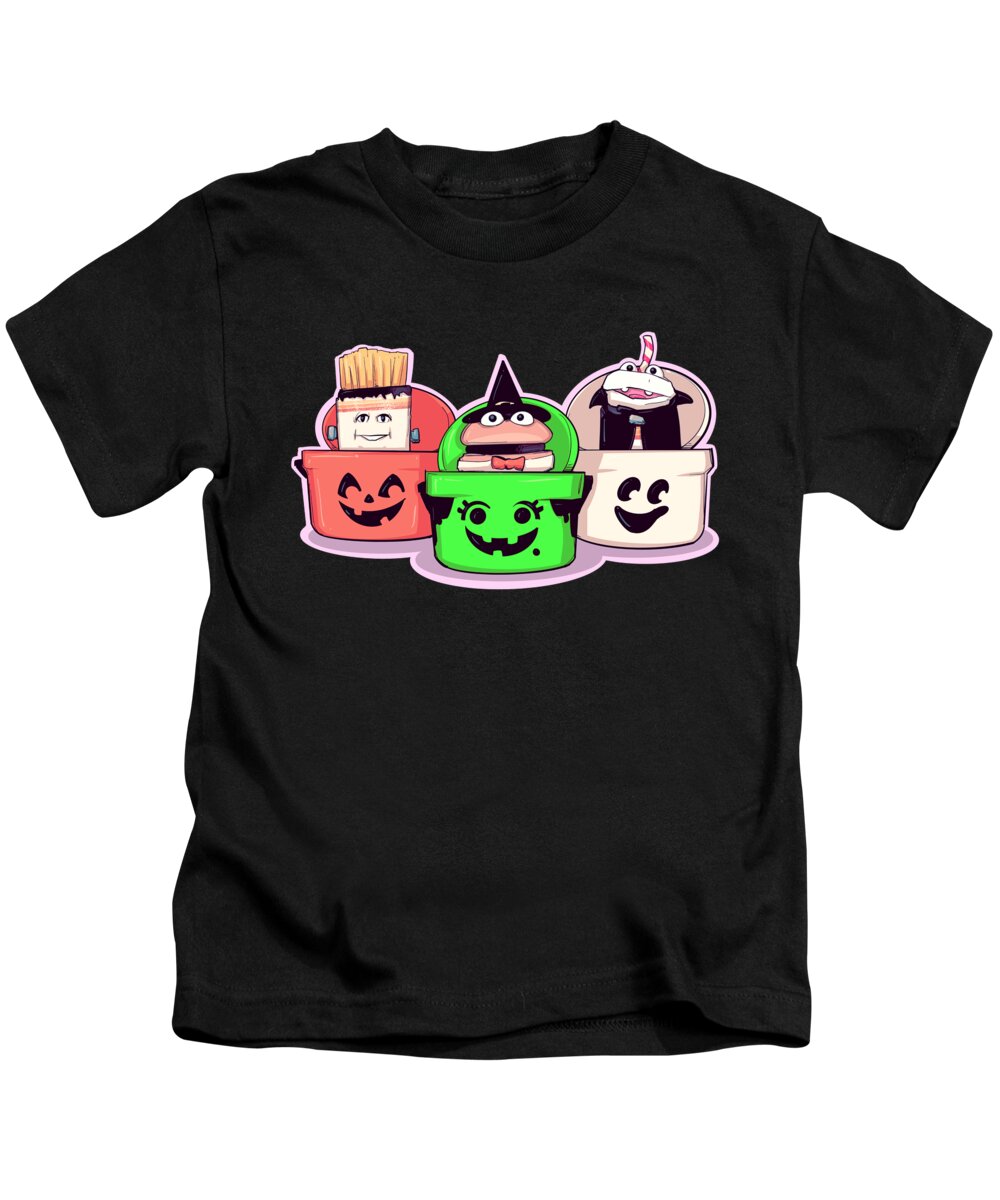 Fries Kids T-Shirt featuring the drawing Spooky Fast Food by Ludwig Van Bacon