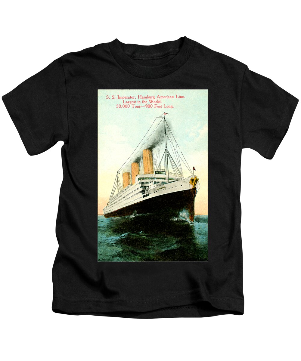S/s Imperator Kids T-Shirt featuring the painting SS Imperator Hamburg America Line	 by Unknown