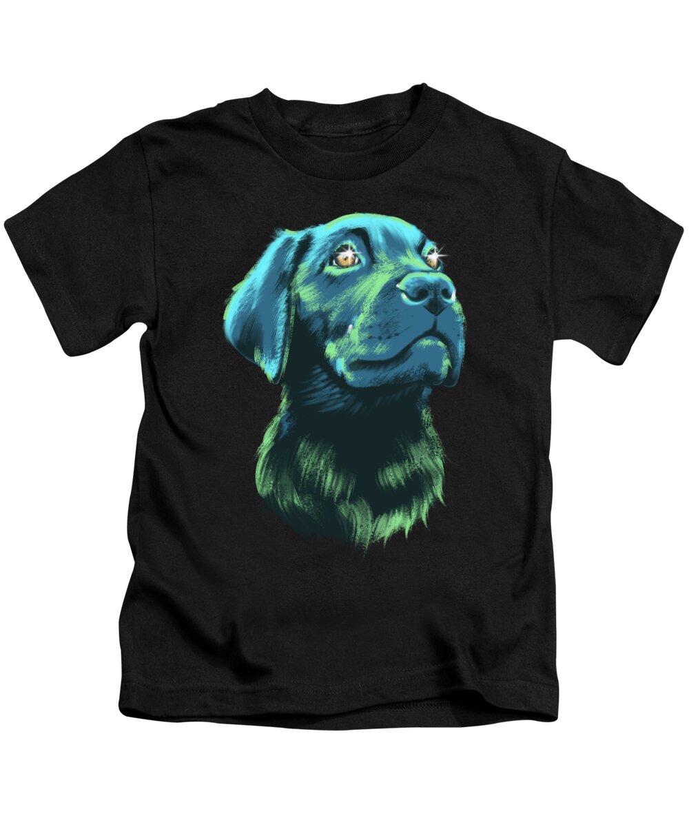 Labrador Kids T-Shirt featuring the digital art Starry Eyed Labrador Puppy by Jindra Noewi