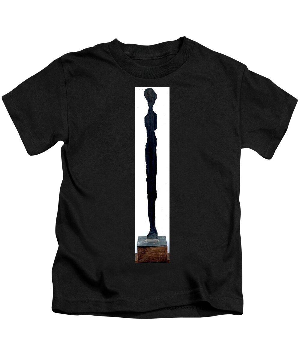 Figure Kids T-Shirt featuring the sculpture Steel Figure by David Euler