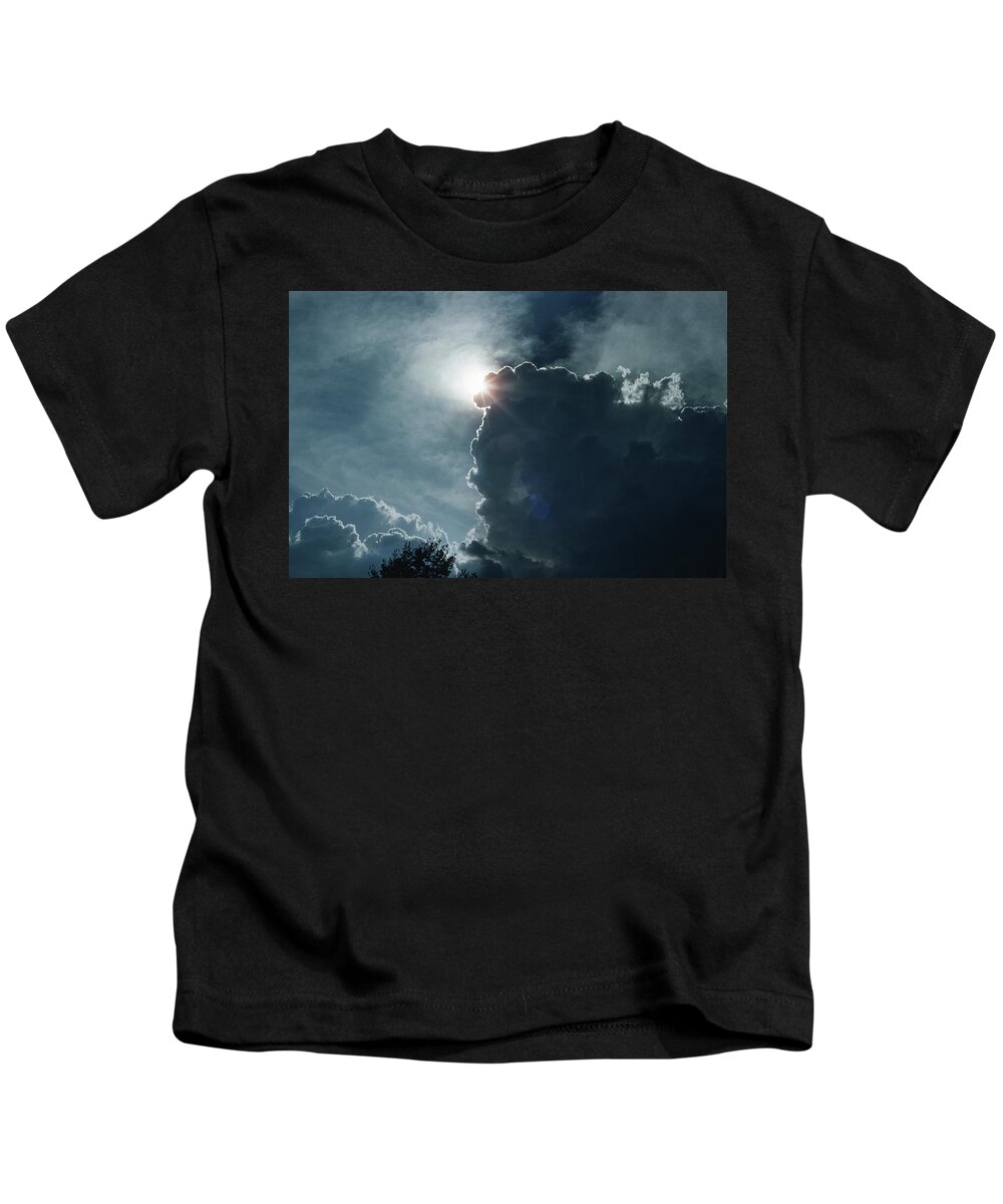 Sun Kids T-Shirt featuring the photograph Storm Clouds Sun and Eagles by Russ Considine