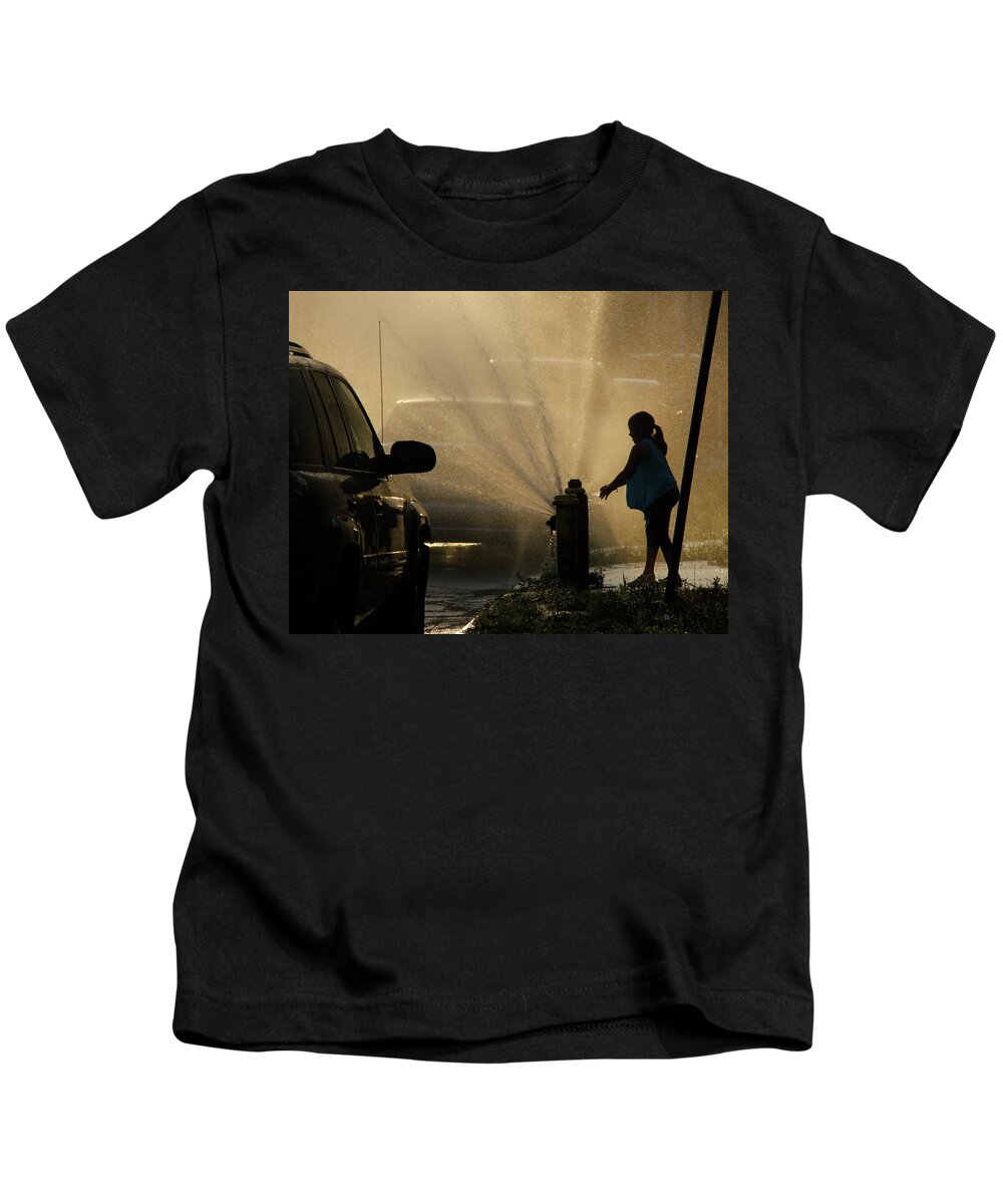 Silhouette Kids T-Shirt featuring the photograph Summer in the Bronx by Chris Goldberg