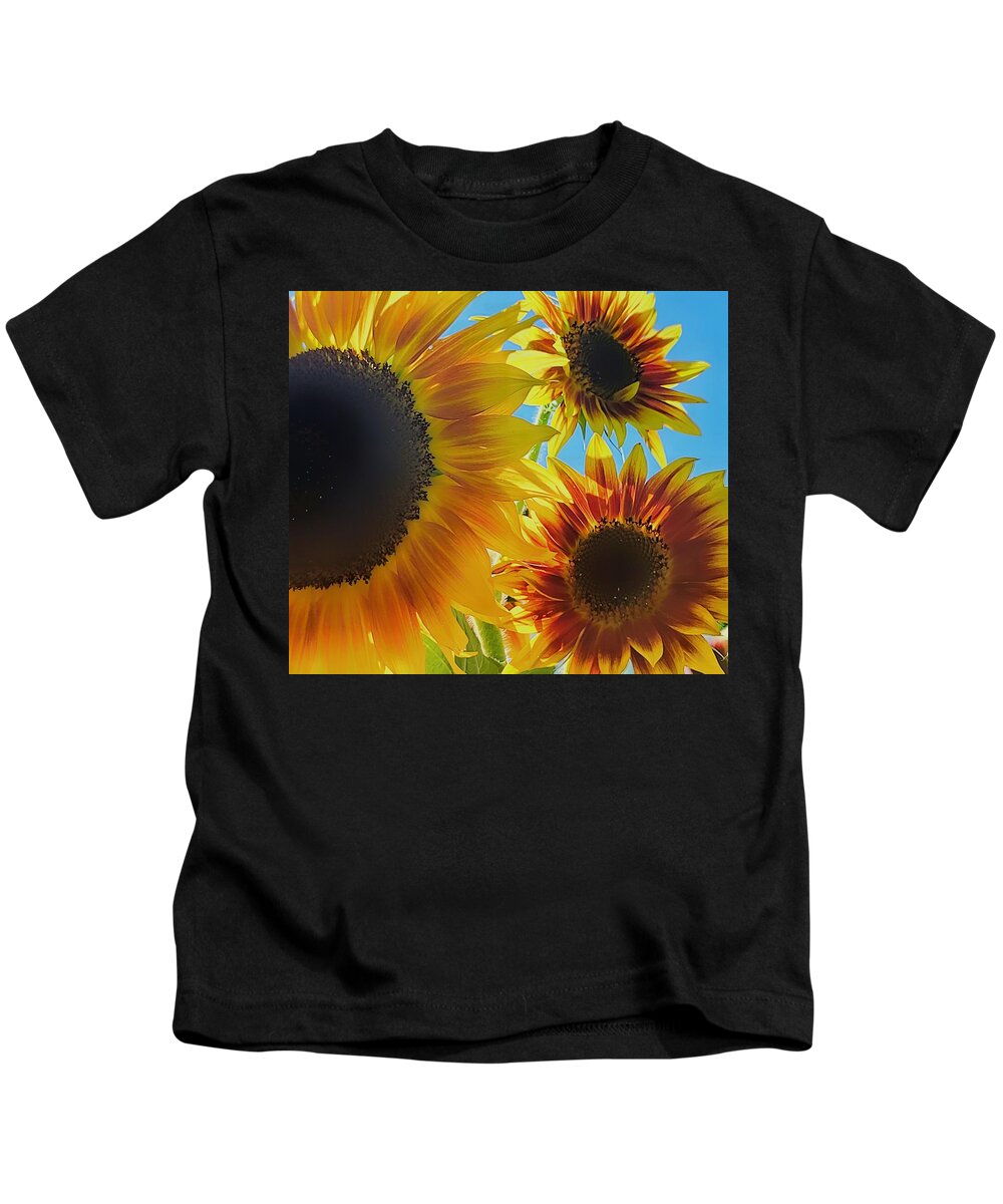 Sunflower Kids T-Shirt featuring the photograph Sunny Day Trio by Terry Ann Morris