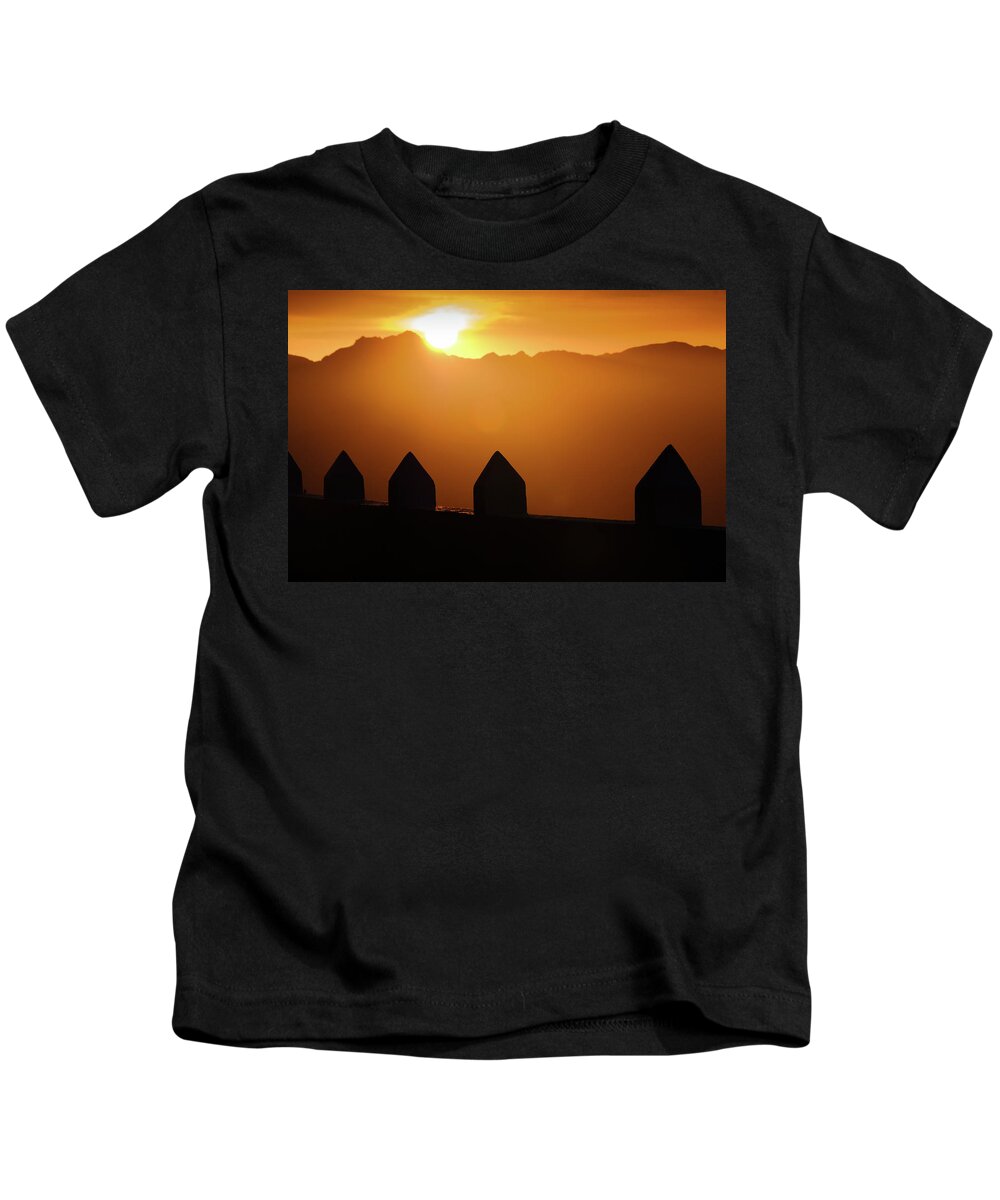 Sunrise Kids T-Shirt featuring the photograph Sunrise over the Sierra Tejjeda by Gary Browne