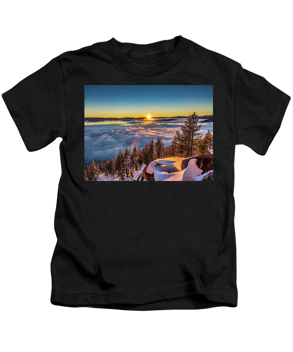 Lake Kids T-Shirt featuring the photograph Sunset inversion by Martin Gollery