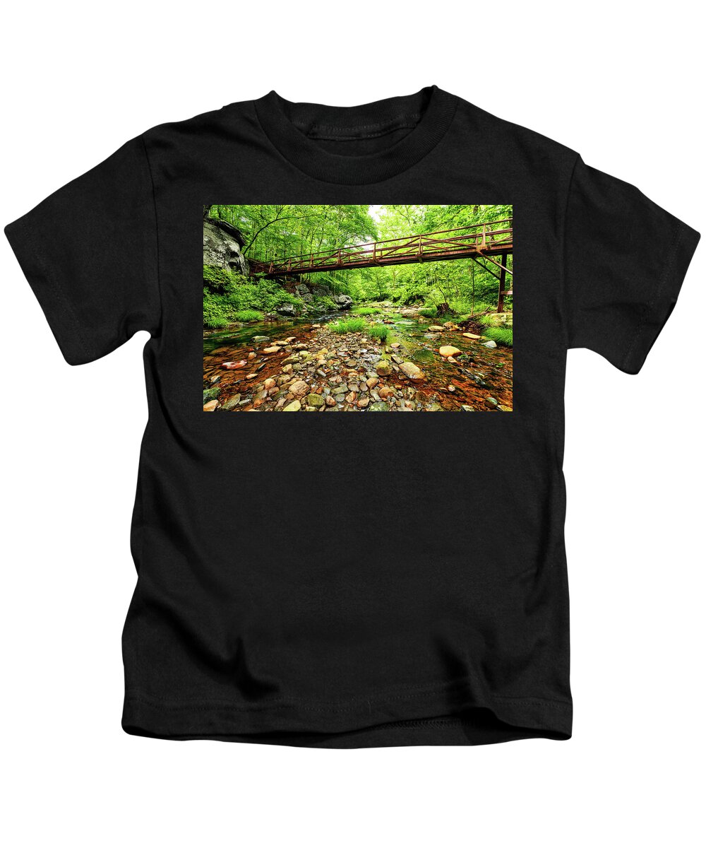 North Carolina Kids T-Shirt featuring the photograph The Bridge Over Otter Creek by Dan Carmichael