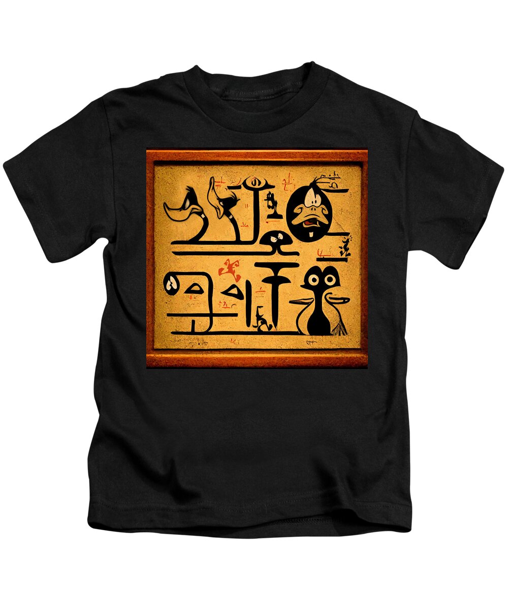  Kids T-Shirt featuring the digital art The Egyptian God of Frustration by Adam Burch