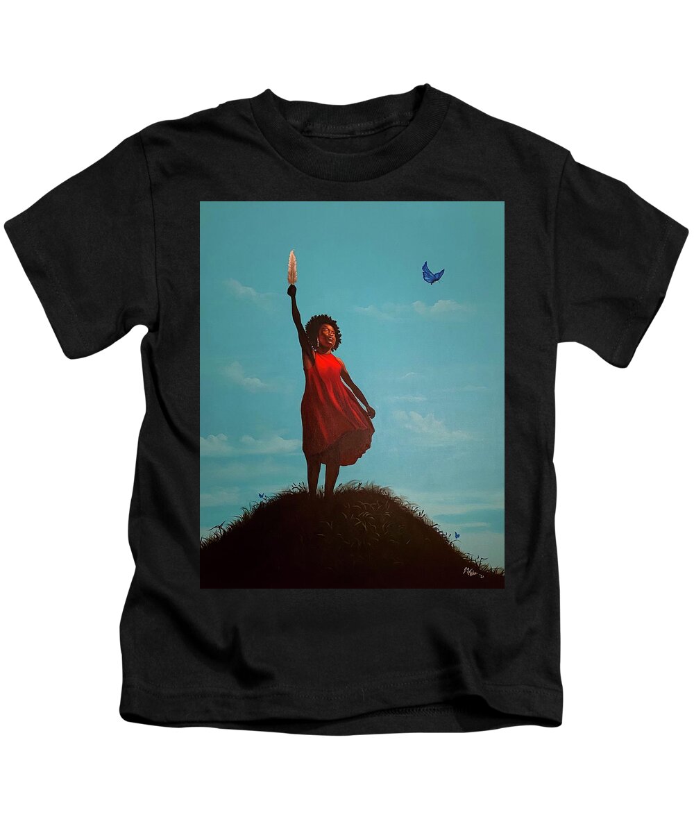 Amanda Kids T-Shirt featuring the painting The Hills we climb by Jerome White