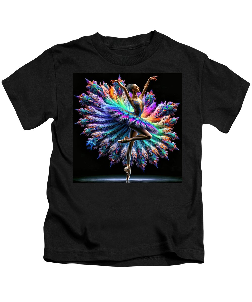 Ballerina Kids T-Shirt featuring the digital art The Luminescent Ballerina by Bill And Linda Tiepelman