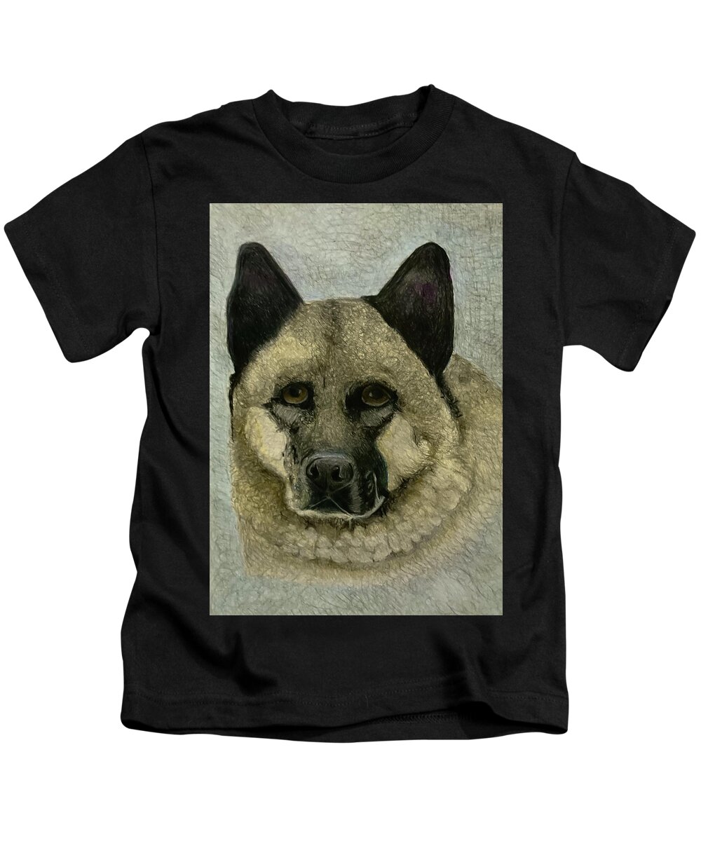 Canine Kids T-Shirt featuring the drawing The recused dog by Tim Ernst