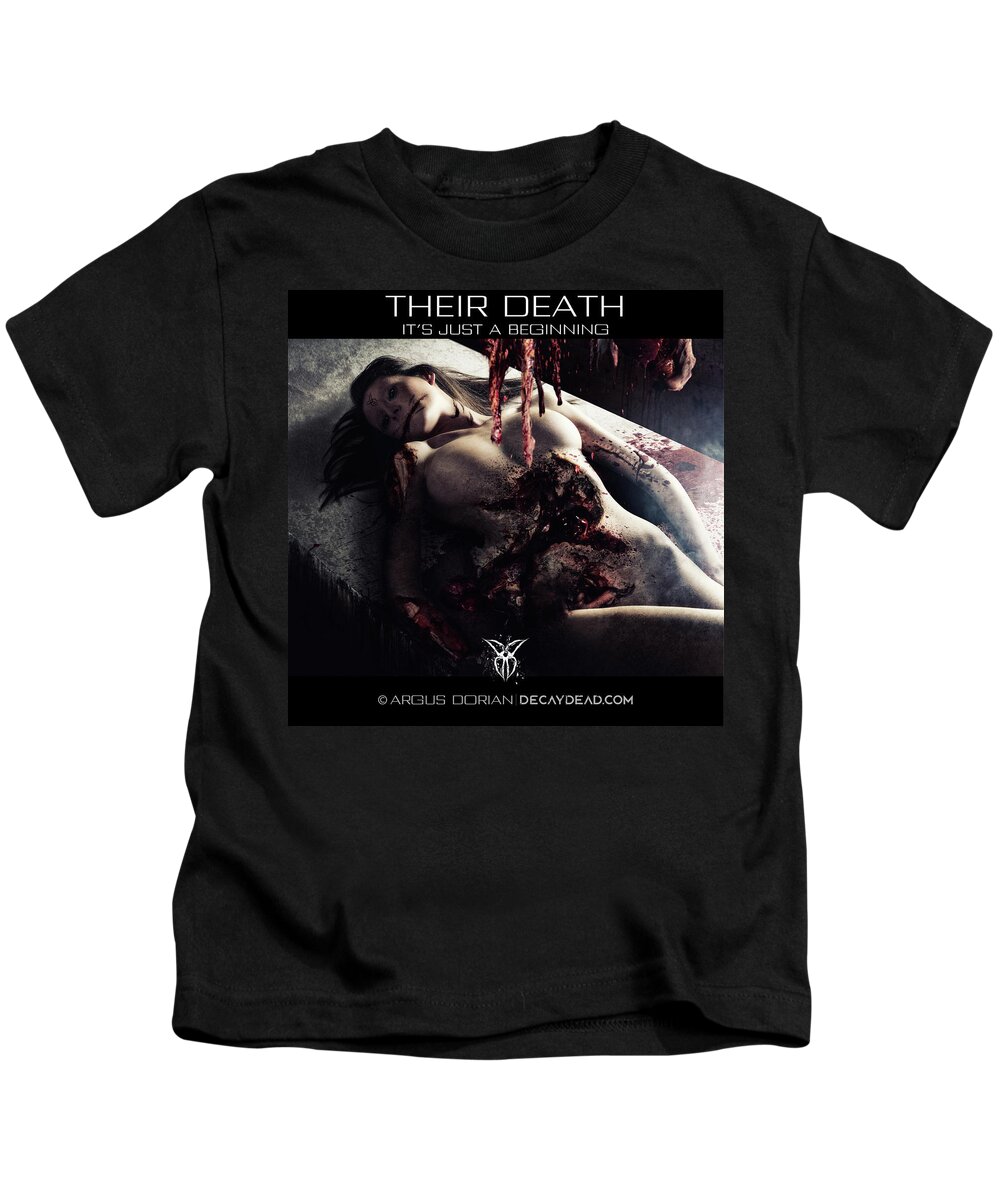 Dark Art Kids T-Shirt featuring the digital art Their death its just a beginning by Argus Dorian