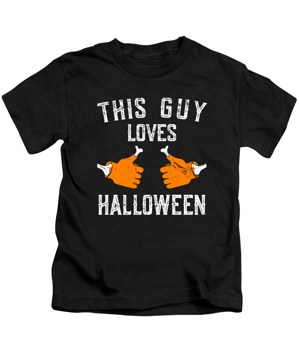 Funny Kids T-Shirt featuring the digital art This Guy Loves Halloween by Flippin Sweet Gear