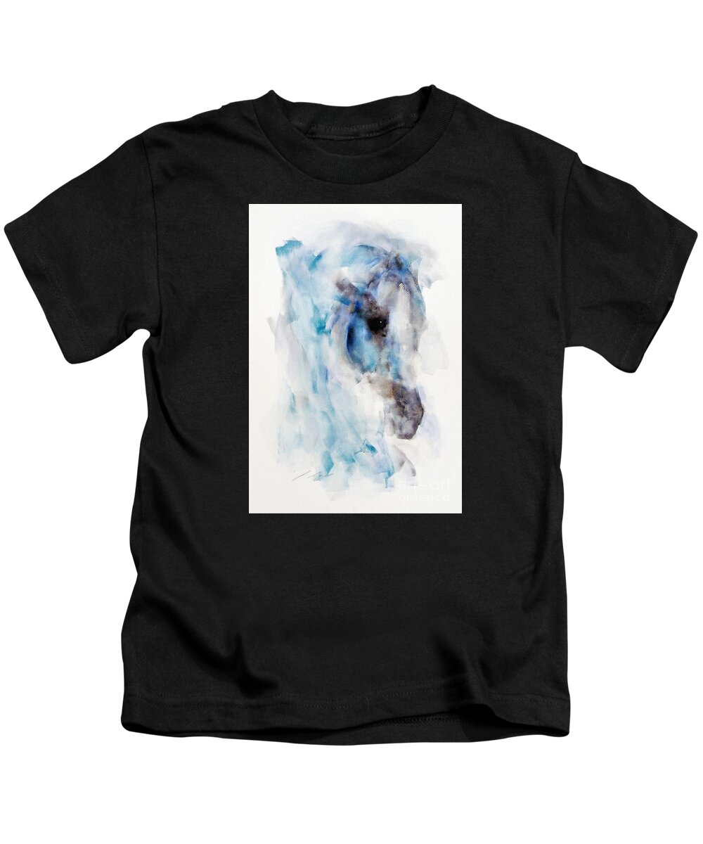 Horse Kids T-Shirt featuring the painting Topaz by Janette Lockett