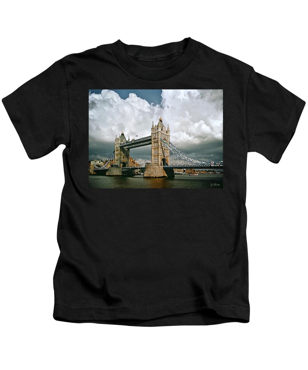 Tower Bridge Kids T-Shirt featuring the photograph Tower Bridge Before the Storm by Joe Bonita