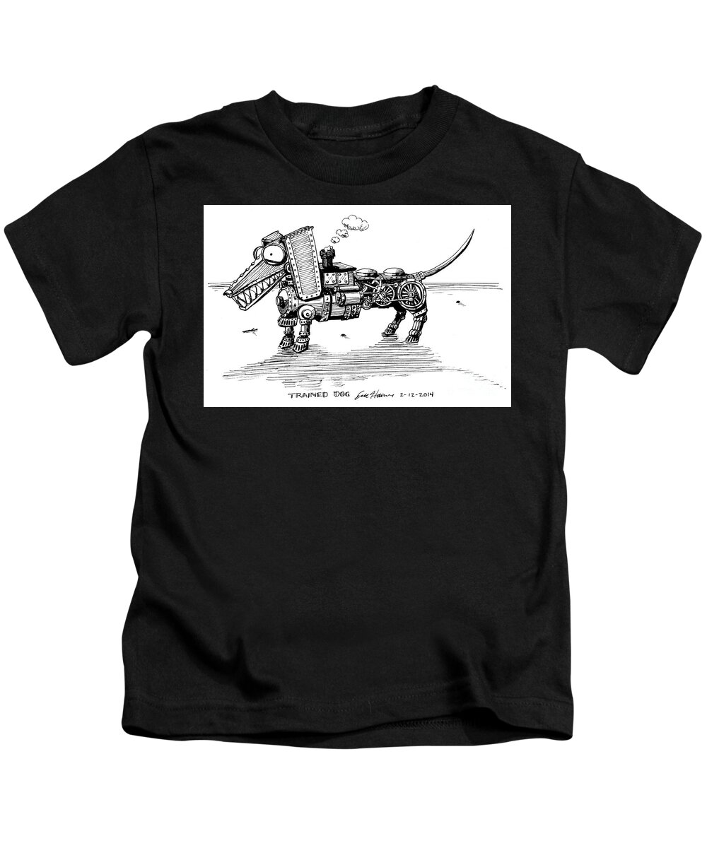 Steampunk Kids T-Shirt featuring the drawing Trained Dog by Eric Haines
