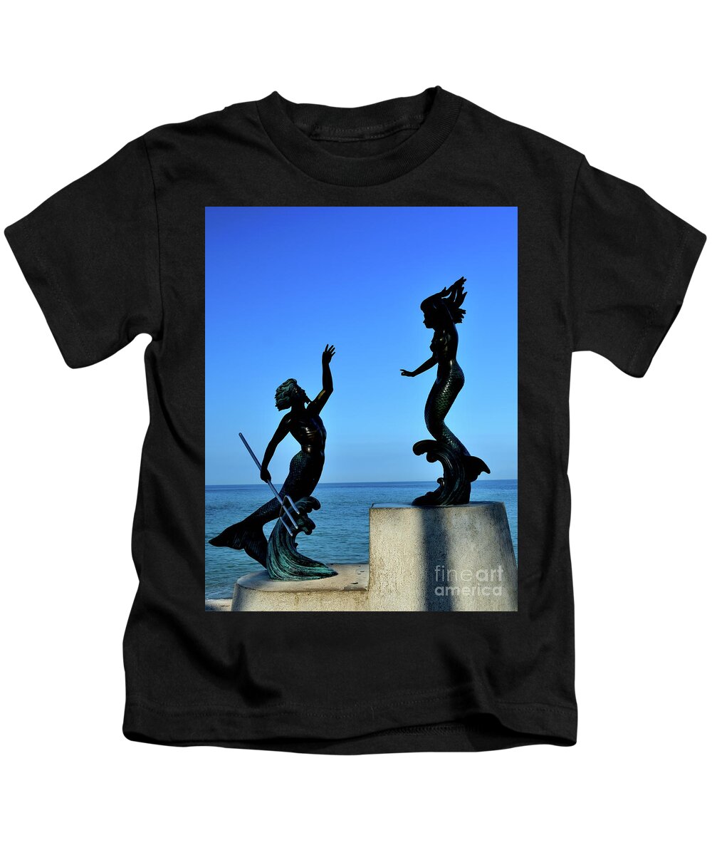 Statue Kids T-Shirt featuring the photograph Triton y Sirena by David Ragland