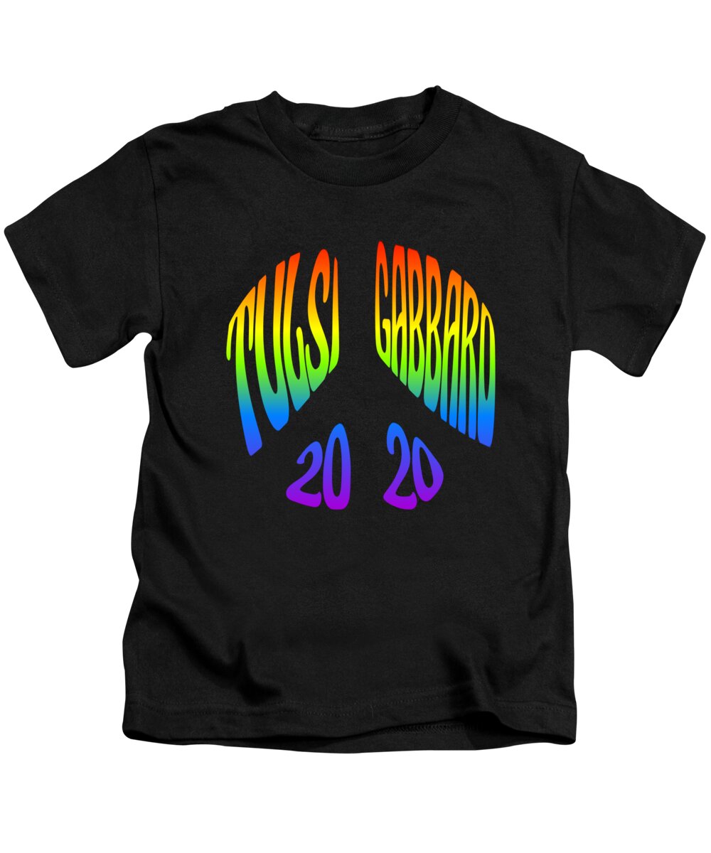 Election Kids T-Shirt featuring the digital art Tulsi Gabbard Peace in 2020 Rainbow by Flippin Sweet Gear