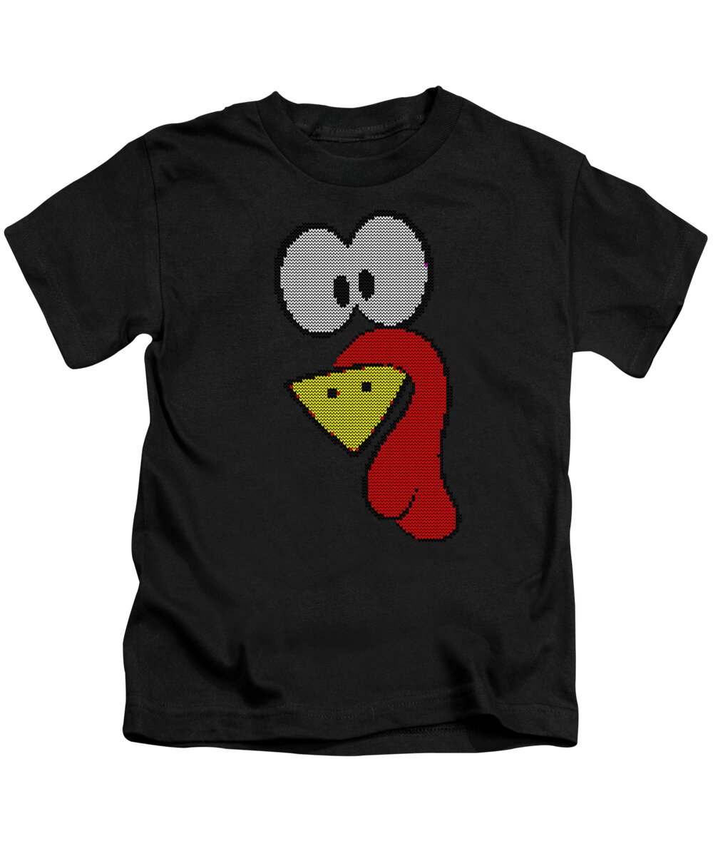 Thanksgiving 2023 Kids T-Shirt featuring the digital art Turkey Face Ugly Christas Sweater by Flippin Sweet Gear