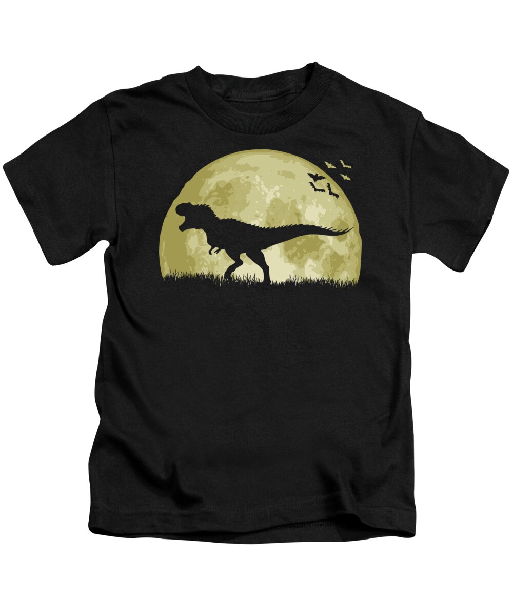 Tyrannosaurus Kids T-Shirt featuring the digital art Tyrannosaurus Full Moon by Megan Miller