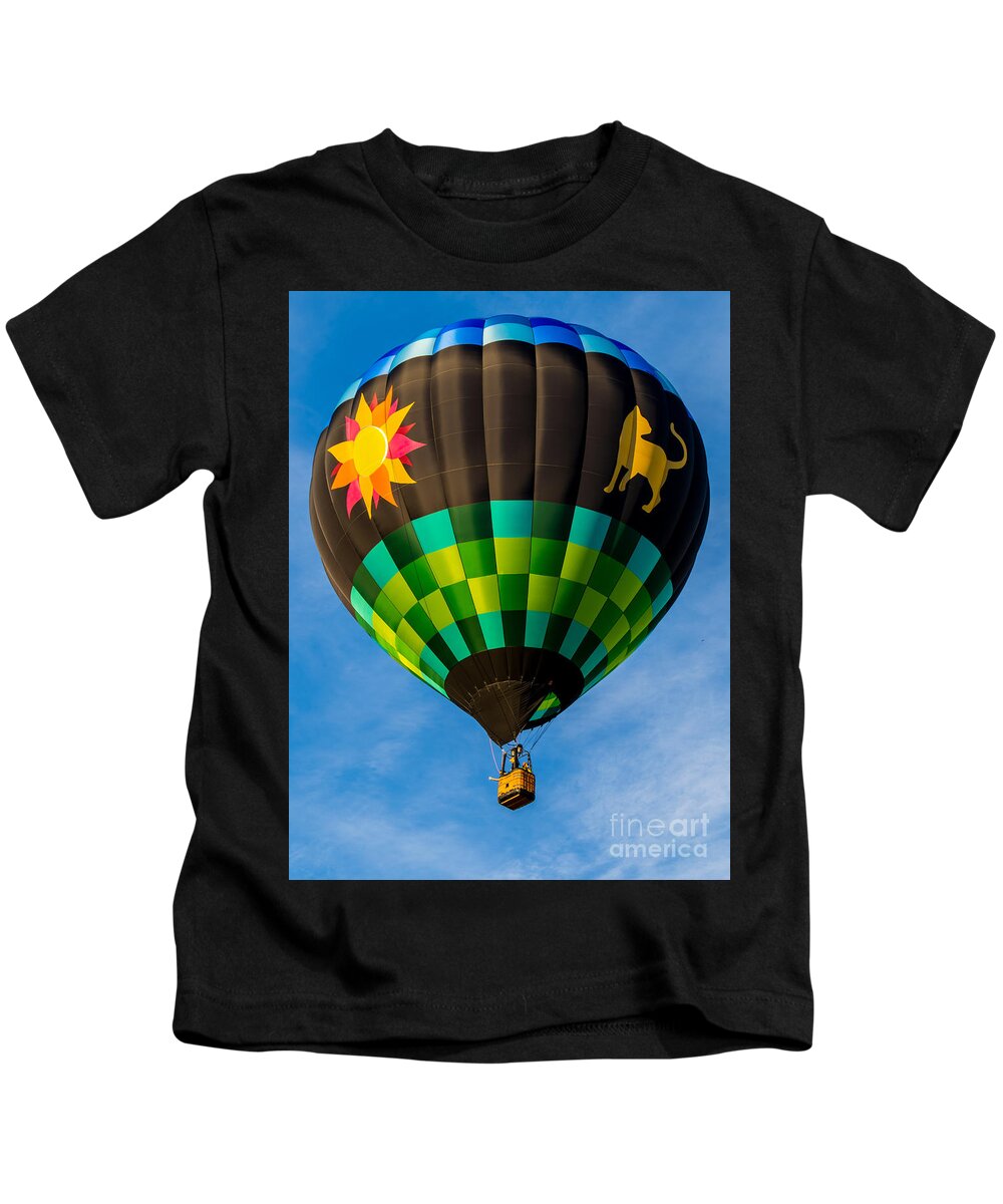 Hot Air Balloons Kids T-Shirt featuring the photograph Up Up And Away Florida Hot Air Ballon Festival Multi-colored Balloon by L Bosco