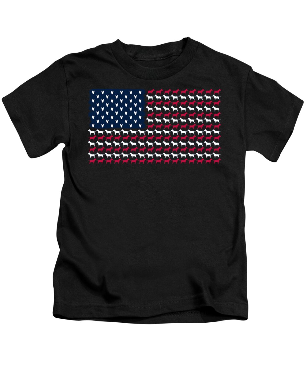 Usa Kids T-Shirt featuring the digital art USA Bull Terrier Flag by Jindra Noewi
