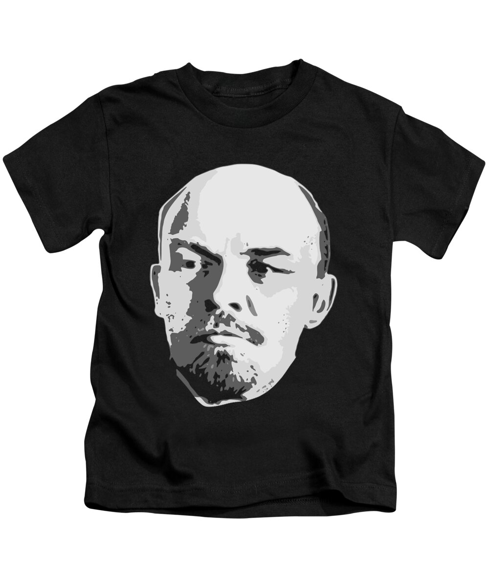 Vladimir Kids T-Shirt featuring the digital art Vladimir Lenin Black and White by Filip Schpindel