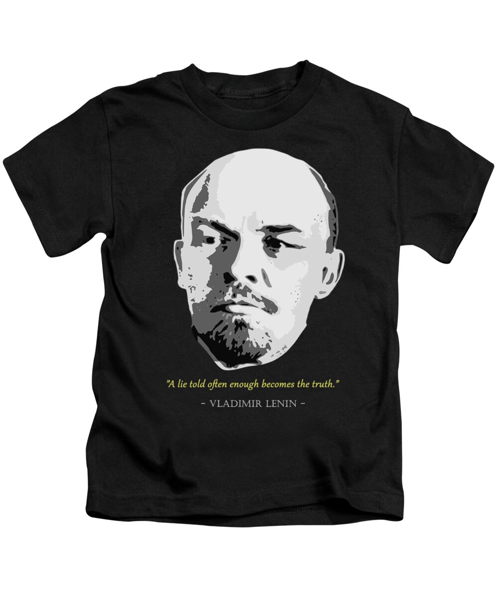 Vladimir Kids T-Shirt featuring the digital art Vladimir Lenin Quote by Filip Schpindel