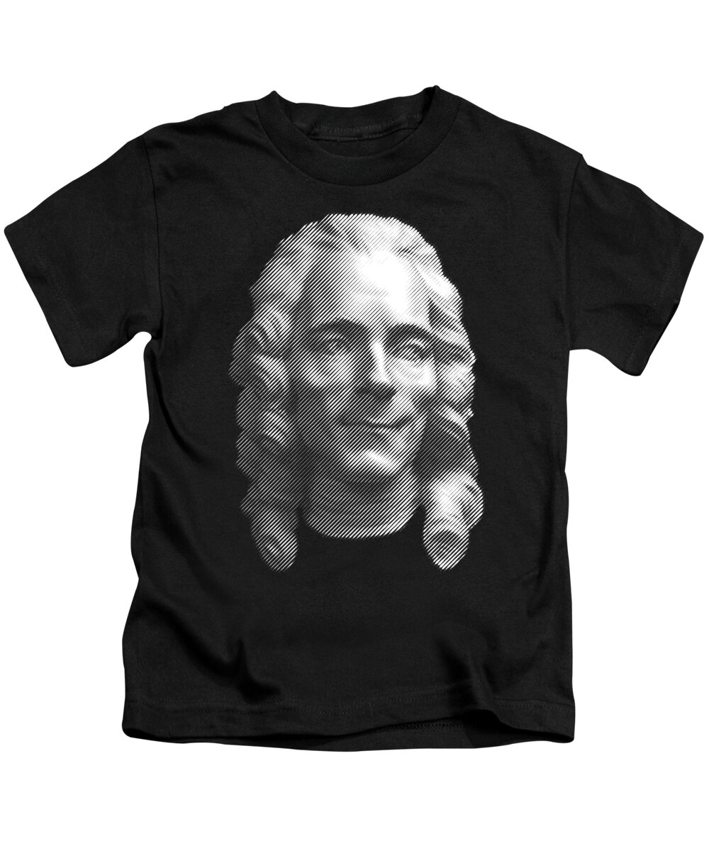 Voltaire Kids T-Shirt featuring the digital art Voltaire portrait by Cu Biz