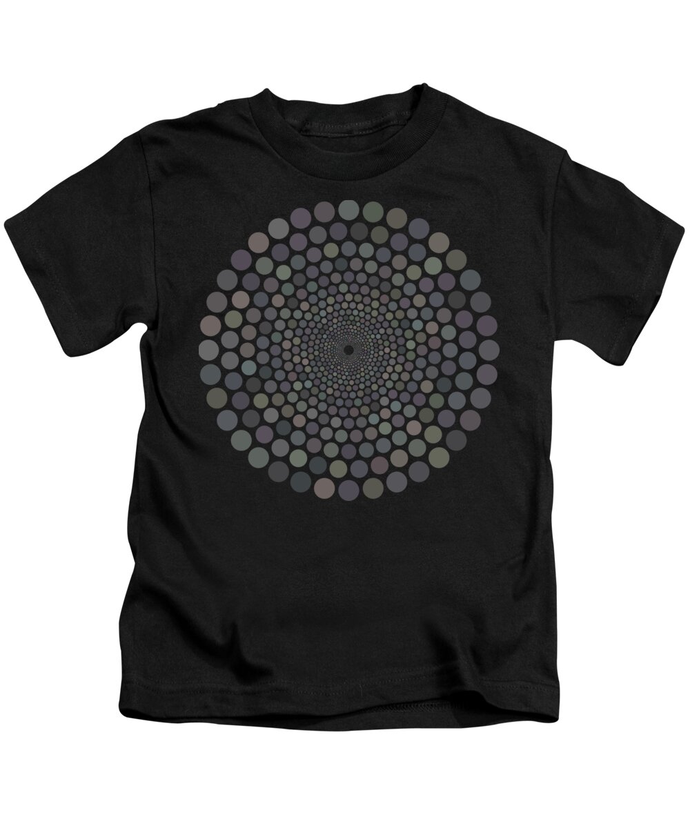  Kids T-Shirt featuring the painting Vortex Circle - Gray by Hailey E Herrera