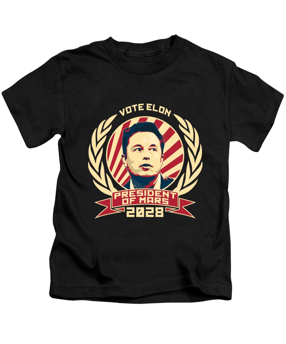 Elon Kids T-Shirt featuring the digital art Vote Elon For President Of Mars 2028 by Megan Miller