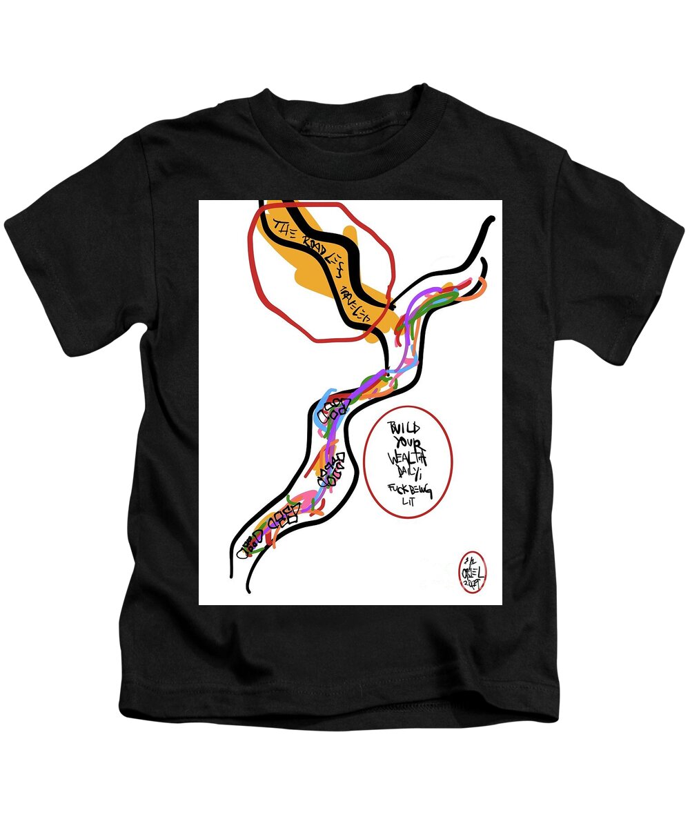  Kids T-Shirt featuring the painting Walk Alone by Oriel Ceballos