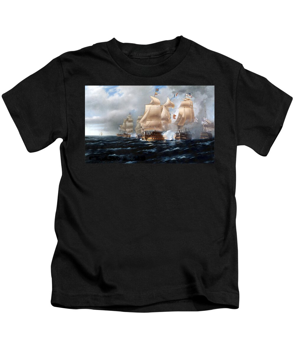 Drag Racing Nhra Top Fuel Funny Car John Force Kenny Youngblood Nitro Champion March Meet Images Image Race Track Fuel Sea Battle Tall Ships Kids T-Shirt featuring the painting War at Sea by Kenny Youngblood
