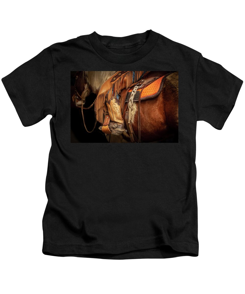Horse Kids T-Shirt featuring the photograph Western Cowboy Boots by JBK Photo Art