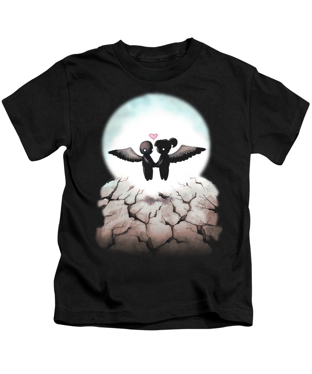 Love Kids T-Shirt featuring the drawing When The World Comes Crashing Down by Ludwig Van Bacon
