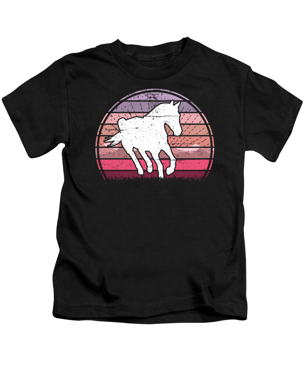Wild Kids T-Shirt featuring the digital art Wild Horse Pink Sunset by Megan Miller