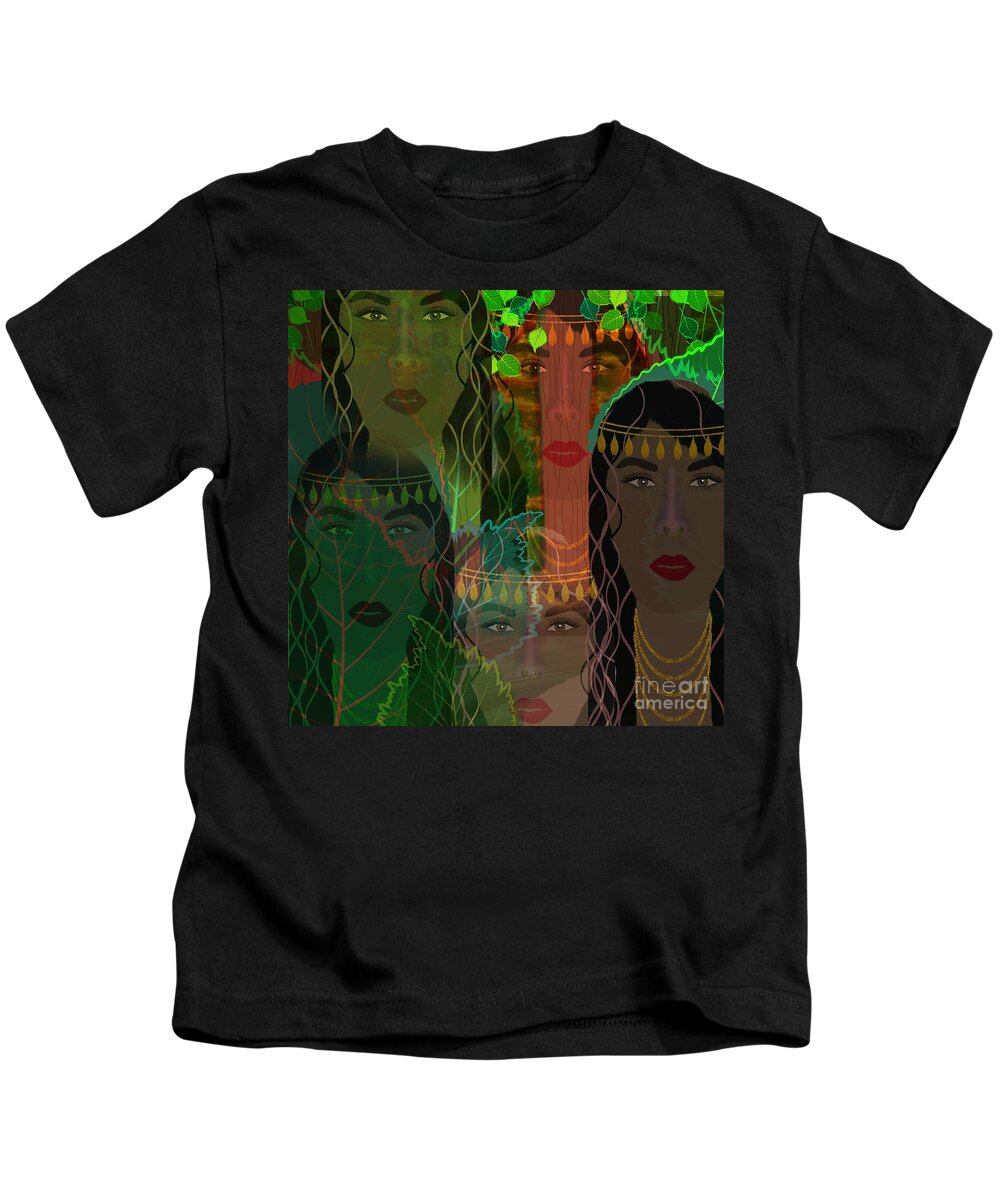 Woman Kids T-Shirt featuring the mixed media Windows Of Woman by Diamante Lavendar