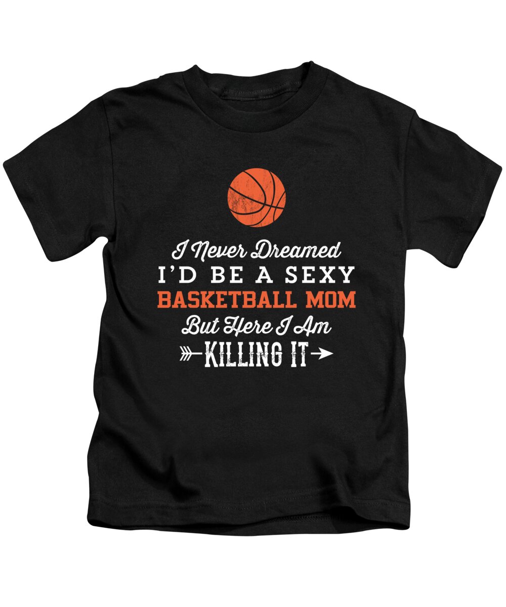 Womens Basketball Mom Vintage Basketball Gift Kids T-Shirt Noirty Designs - Pixels