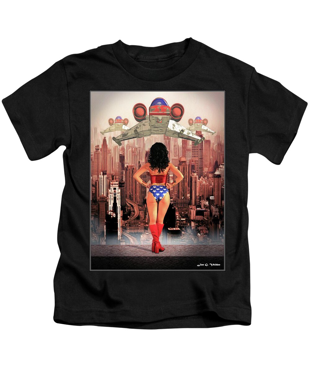 Wonder Kids T-Shirt featuring the photograph Wonder Woman Guardian by Jon Volden