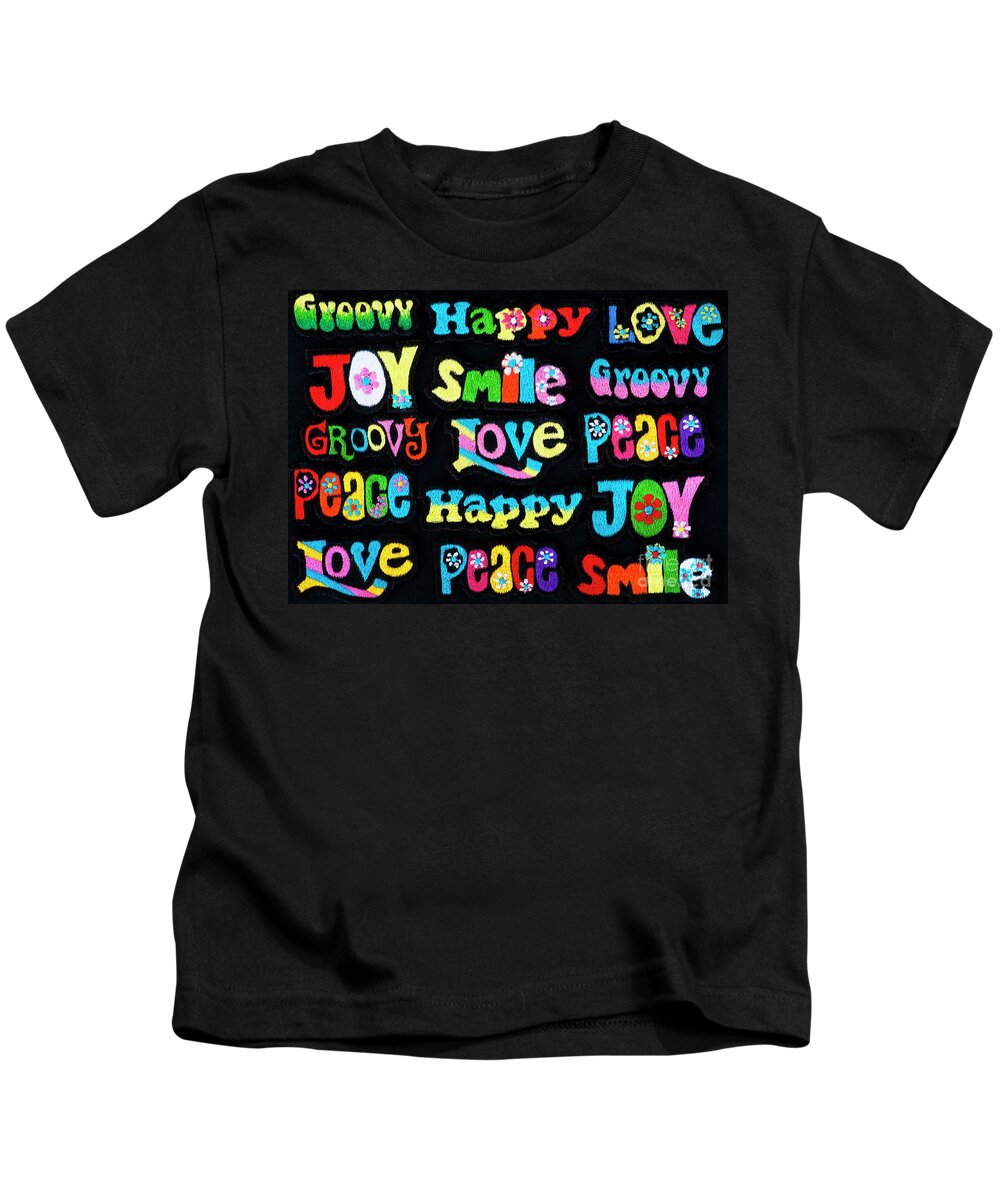 Embroidery Kids T-Shirt featuring the photograph Words of Joy by Tim Gainey