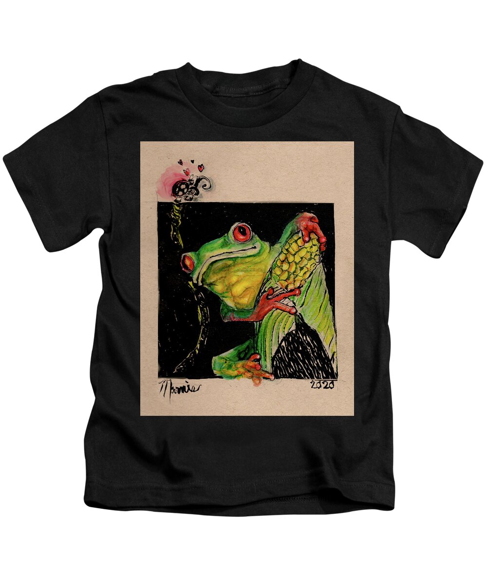 Frog Kids T-Shirt featuring the drawing You are so cute by Marnie Clark