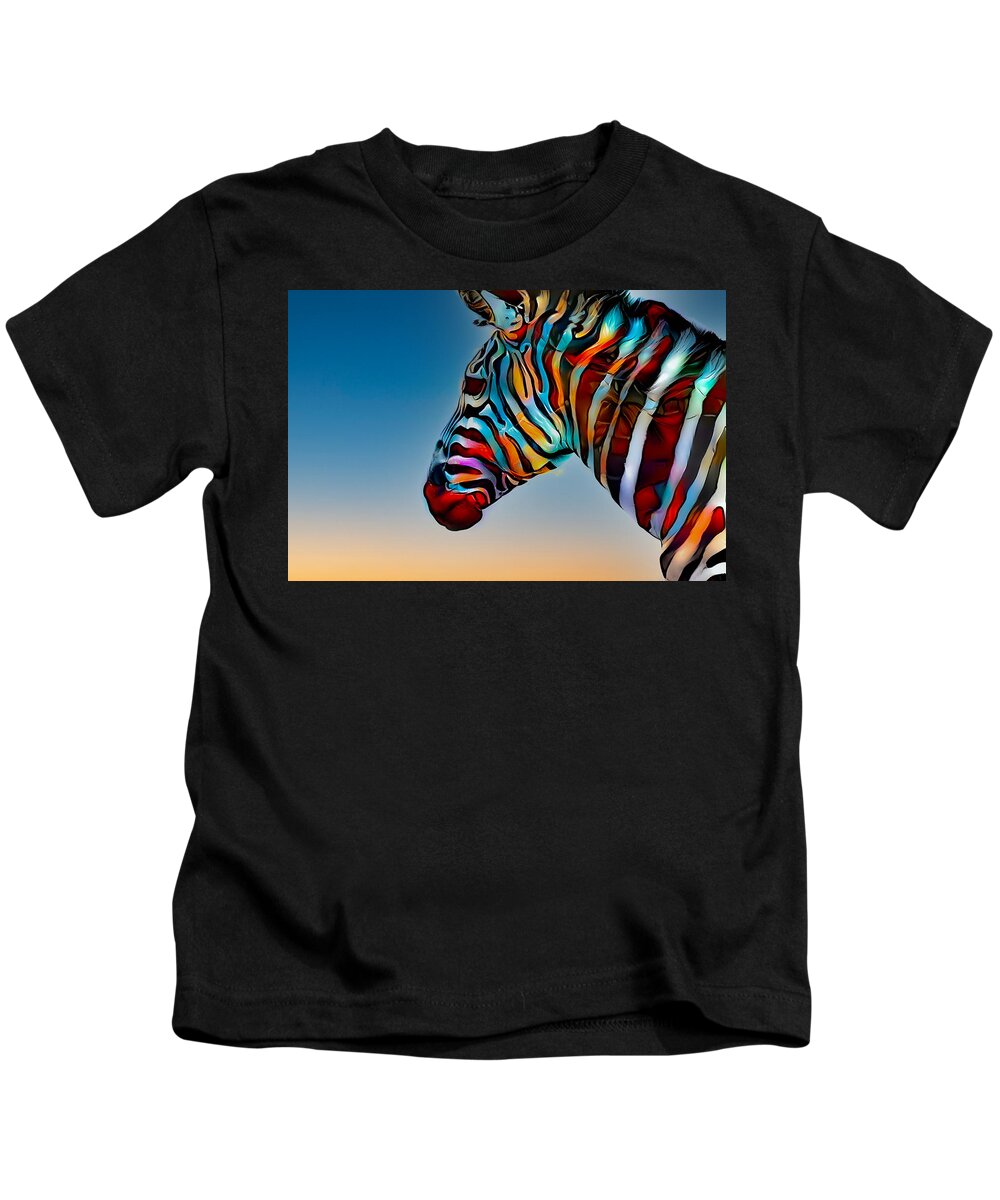 Zebra Kids T-Shirt featuring the mixed media Your True Colors by Debra Kewley