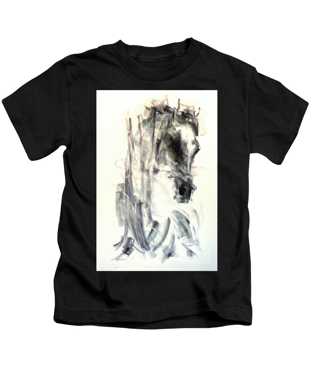 Equestrian Painting Kids T-Shirt featuring the painting Zaltana by Janette Lockett