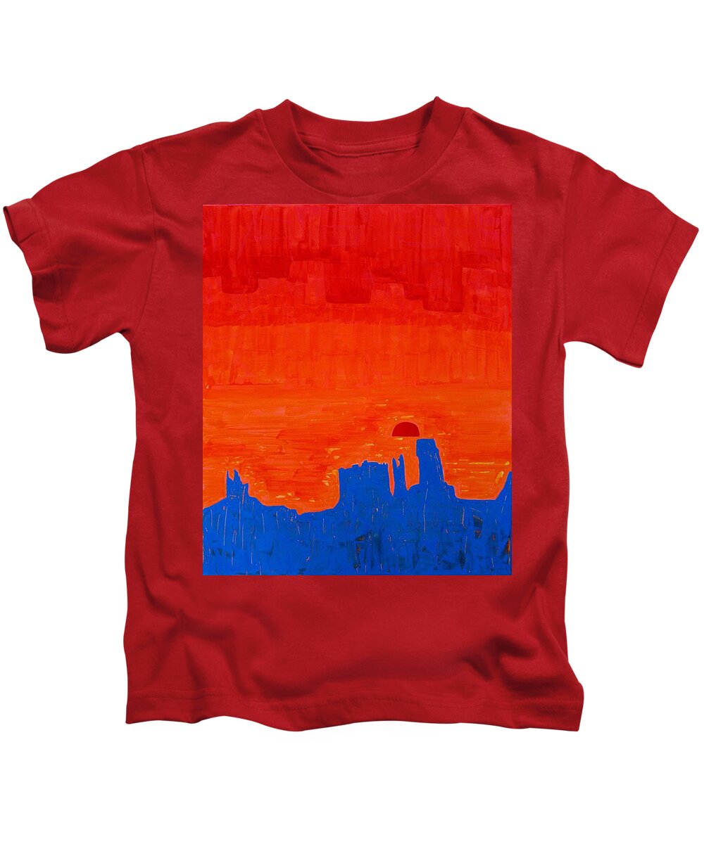 Painting Kids T-Shirt featuring the painting Monument Valley original painting #2 by Sol Luckman