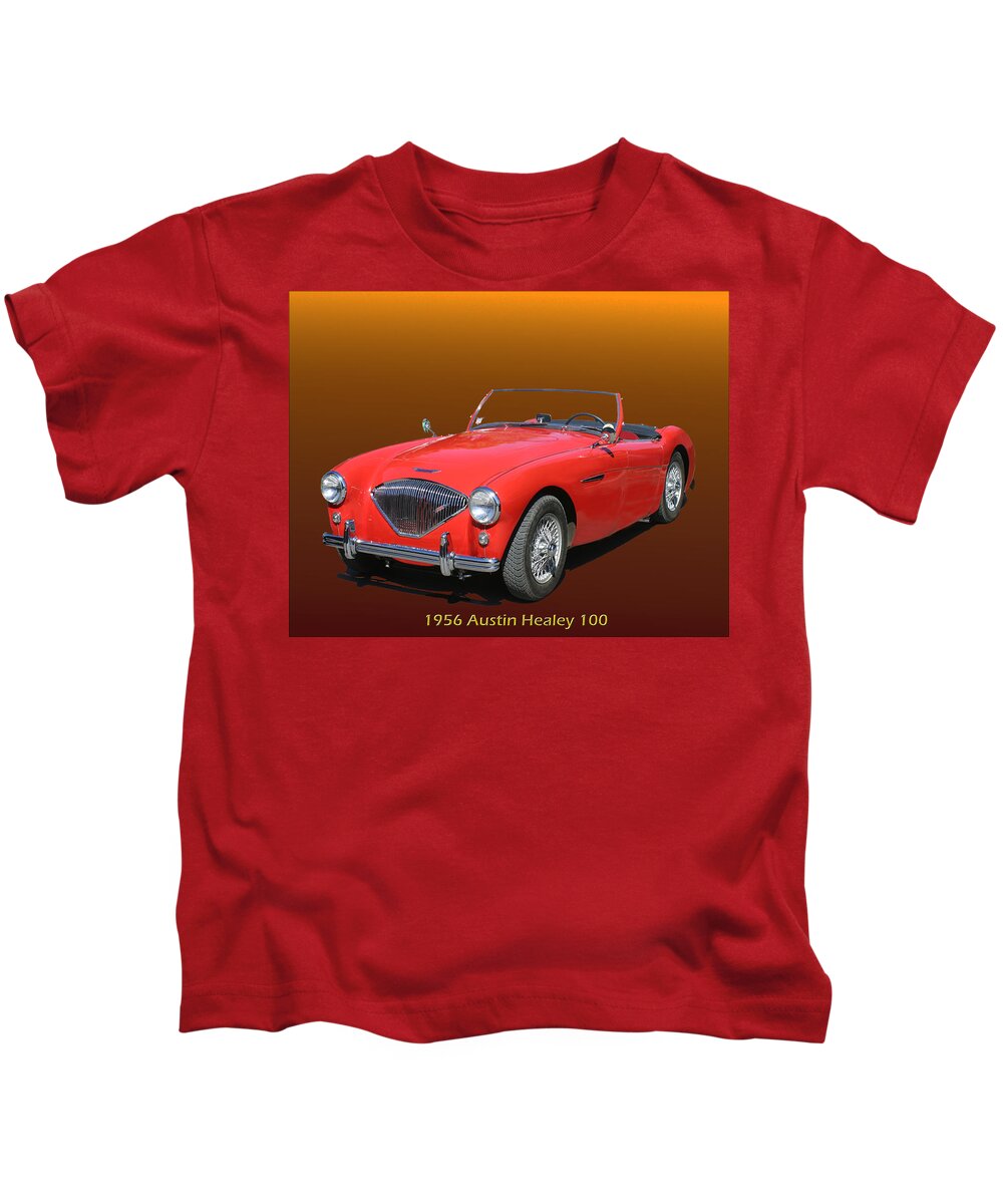 The Austin-healey 100 Is A Sports Car Built From 1953 Until 1956 Kids T-Shirt featuring the photograph 1956 Austin Healey 100 by Jack Pumphrey