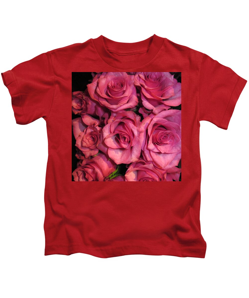 Flowers Kids T-Shirt featuring the photograph Rosebouquet in Pink #2 by Rosita Larsson